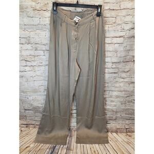 The Drop Womens Tan Dress Pants With Pleats Wide Leg Size Small